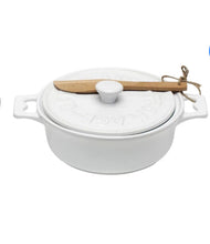 Load image into Gallery viewer, Stoneware Brie Baker w/ Lid &amp; Wood Spreader