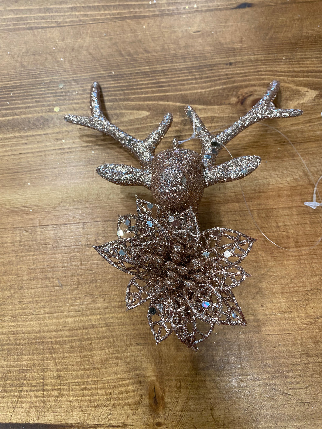 Champagne gold reindeer ornament