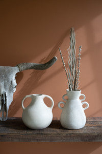 Paper mache vase with 4 handles