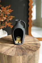 Load image into Gallery viewer, Black Sliced Terracotta Urn Candle Holder