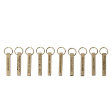 Load image into Gallery viewer, Cast Metal Key Chain with Sassy Saying in Drawstring Bag, Brass Finish