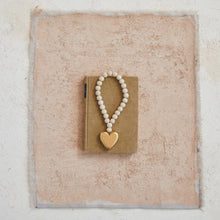 Load image into Gallery viewer, Wood Bead Garland w/ Heart, Natural &amp; Gold Finish