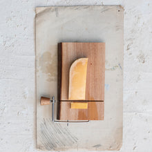 Load image into Gallery viewer, Mahogany Wood &amp; Stainless Steel Cheese Slicer w/ Bark Edge