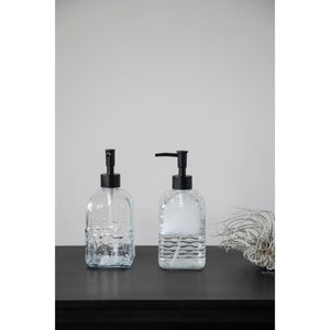 Embossed Glass Soap Dispenser with Pump