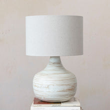 Load image into Gallery viewer, Bamboo Table Lamp w/ Linen Shade, Whitewashed