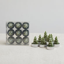 Load image into Gallery viewer, Unscented Tree Tealights, Evergreen Color, Set of 9
