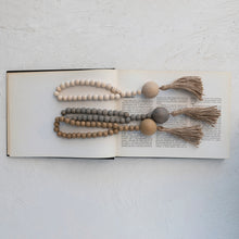 Load image into Gallery viewer, Wood Beads w/ Jute Rope Tassel, Grey
